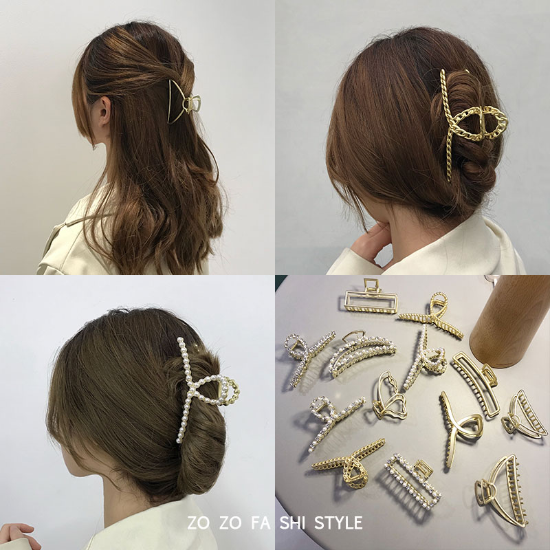 金属发夹后脑勺抓夹大号头发夹子顶夹鲨鱼夹发卡韩国ins头饰少女