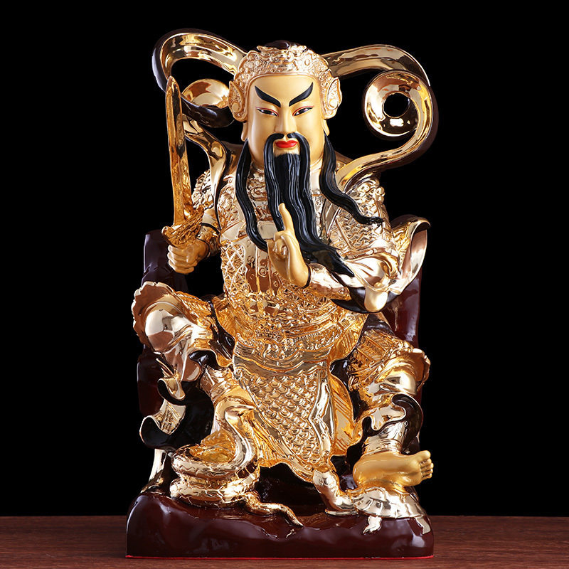 台湾鎏金玄天上帝神像真武大帝玄天大帝北帝北极真君佛像供奉摆件