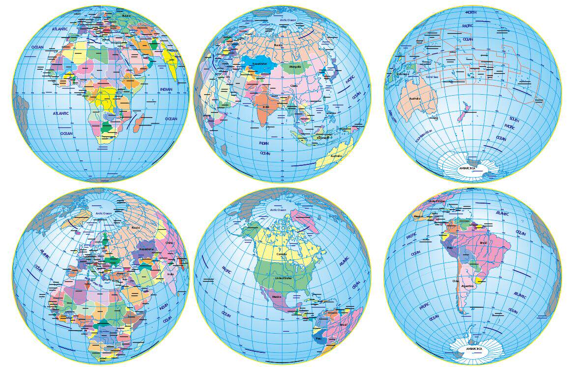 卡通玩具地球仪世界地图大陆大陆版版图ai格式矢量图设计素材