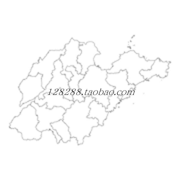 山东省地图轮廓拼图水系卫星素材行政区划电子版ai宣传单