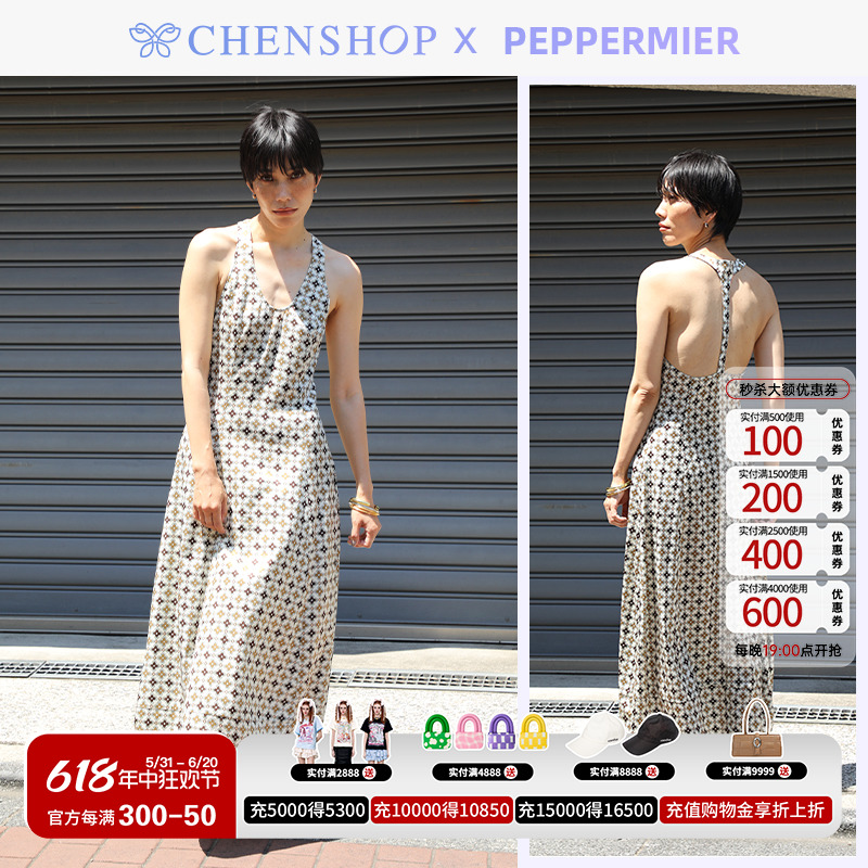 PEPPERMIER时尚潮流桑蚕丝T背连衣裙小众百搭CHENSHOP设计师品牌