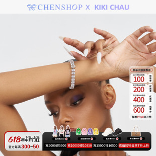 KIKI CHAU时尚‘NEO’银白方钻手链甜美百搭CHENSHOP设计师品牌