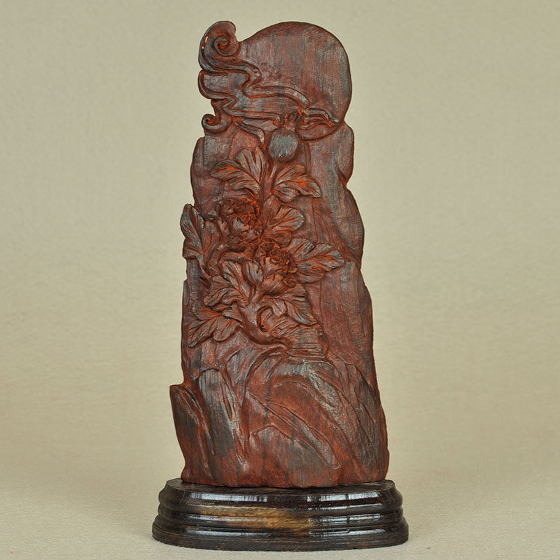 【花开富贵】小叶紫檀 随形创意 精雕摆件 工艺精湛