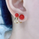925纯银针气质简约珍珠耳钉女2023年新款潮红色耳环独特个性耳坠