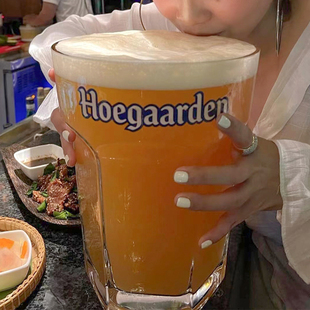 比利时福佳白啤酒杯玻璃超大精酿扎啤杯个性六角啤酒杯大创意家用