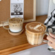 简约咖啡厅咖啡杯碟套装条纹牛奶杯澳白杯ins风复古带把玻璃杯子