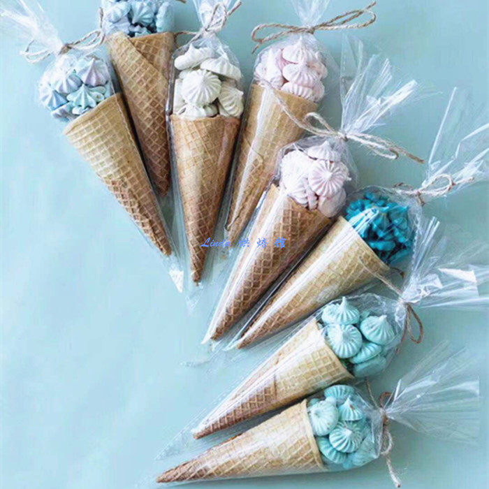 三角形透明袋蛋白糖冰淇淋热奶宝蛋脆筒包装袋烘焙爆米花袋食品级