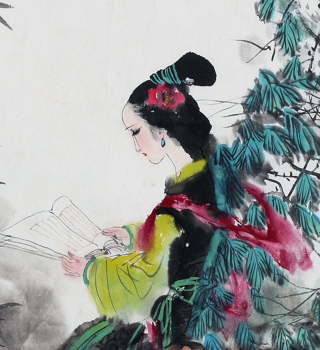 盖茂森《翠园静读》江苏国画院专职画家 中美协会员(带流转)