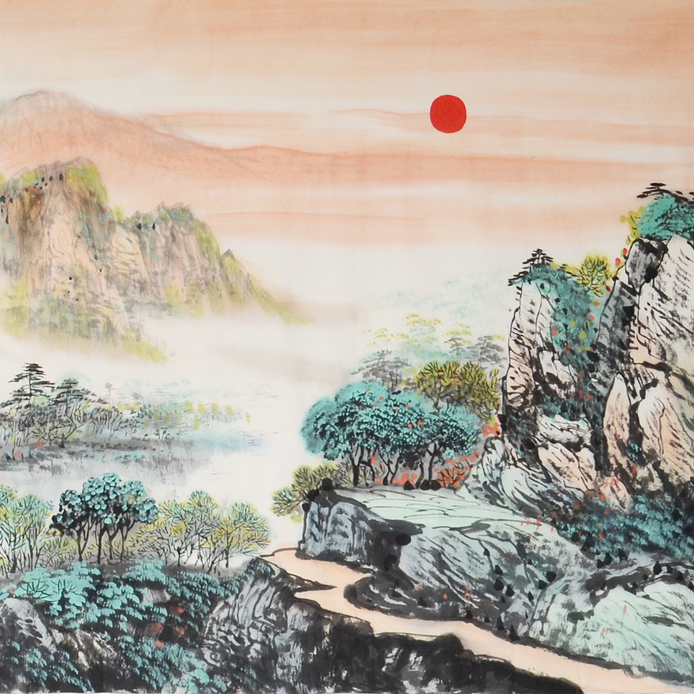 【直供周】任兰欣《日照山河秀》70*238cm山水国画