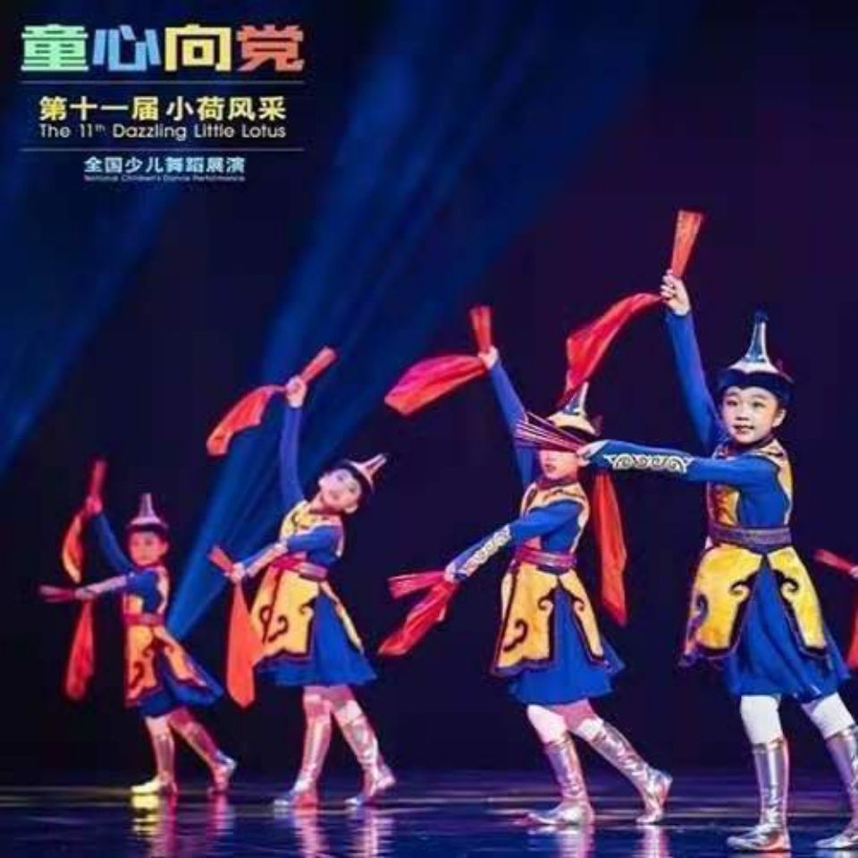 新款六一小荷风采筷乐无边街舞服儿童舞蹈服蒙古筷子舞男女民族
