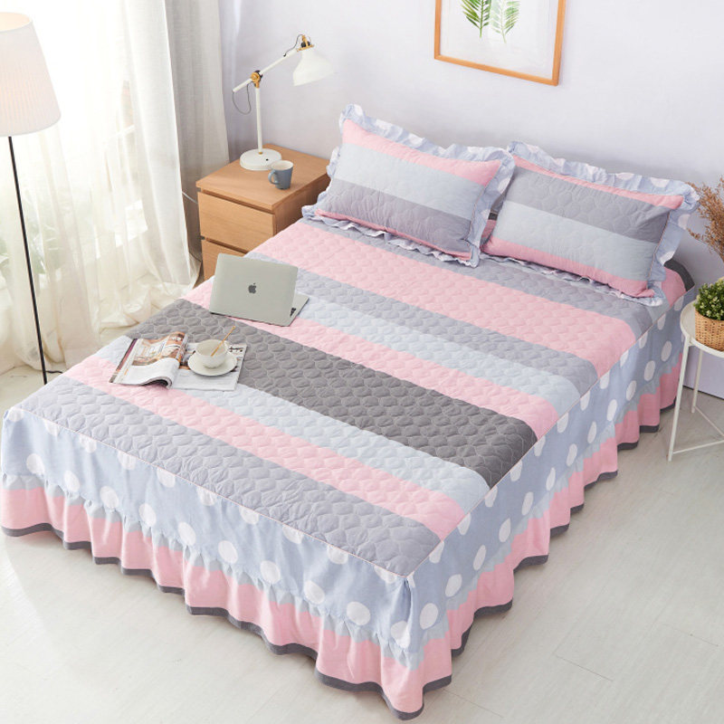 倍宁全棉床裙夹棉床罩单件纯棉加棉床套床盖1.5m1.8米厚韩版床单