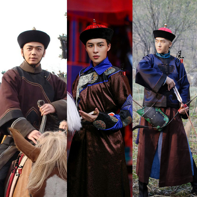 影视古装清朝官兵服古代捕快服棉麻古装衙门兵役官差蓝色带刀侍卫