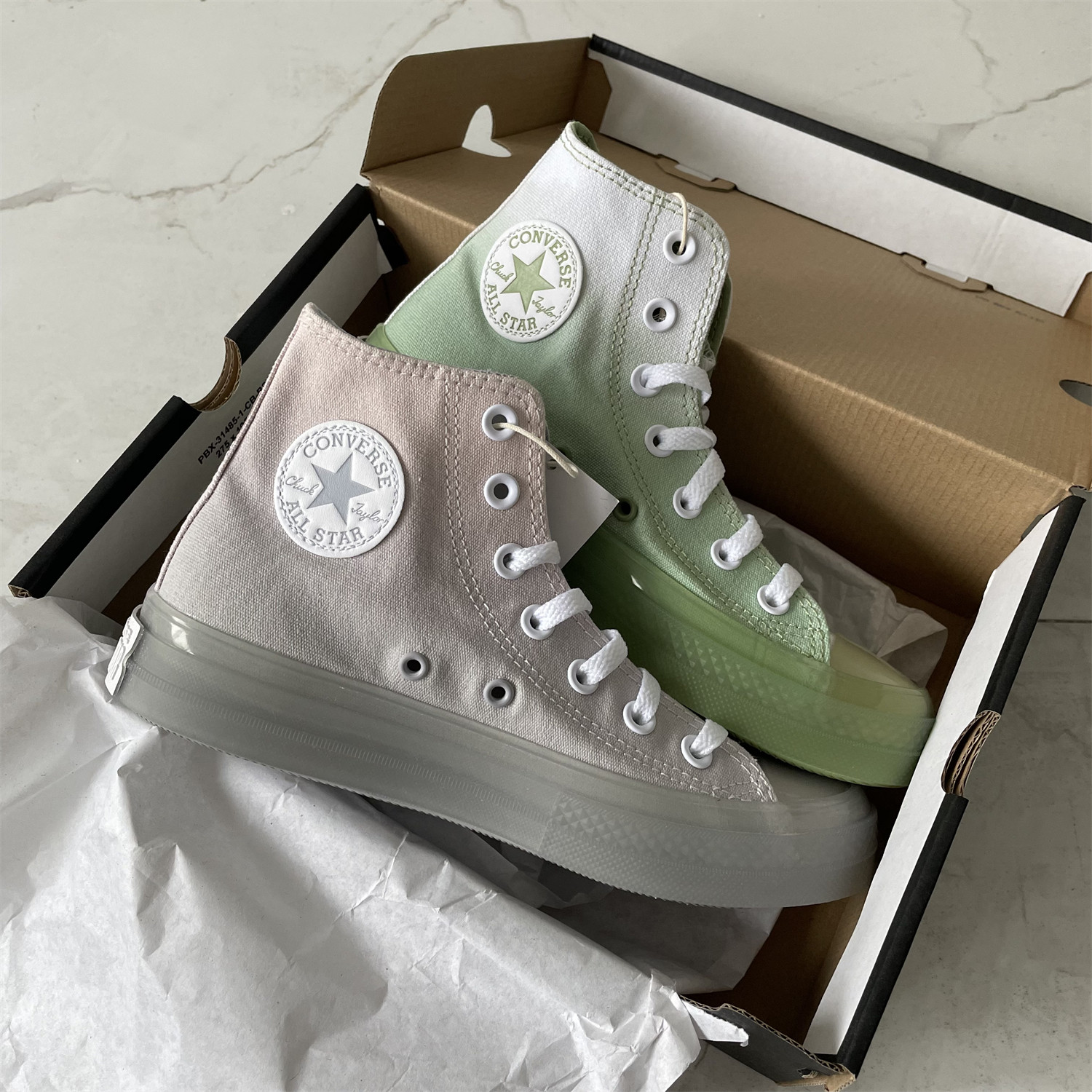 converse匡威all star cx透明果冻底 渐变灰粉帆布鞋 a03744c 745