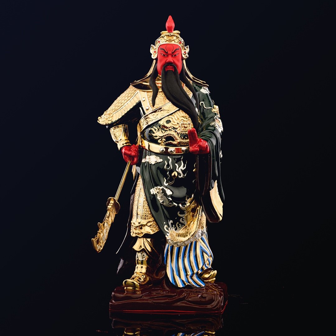 台湾鎏金关公神像供奉纯铜横刀关二爷镇宅关羽武财神像招财摆件