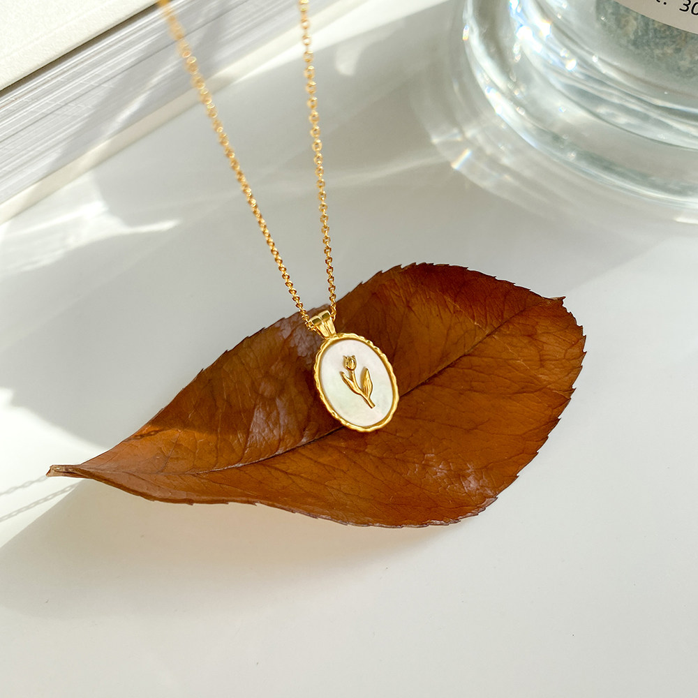 daisy原创 法式ins浪漫郁金香项链s925银气质百搭秋冬毛衣链礼物