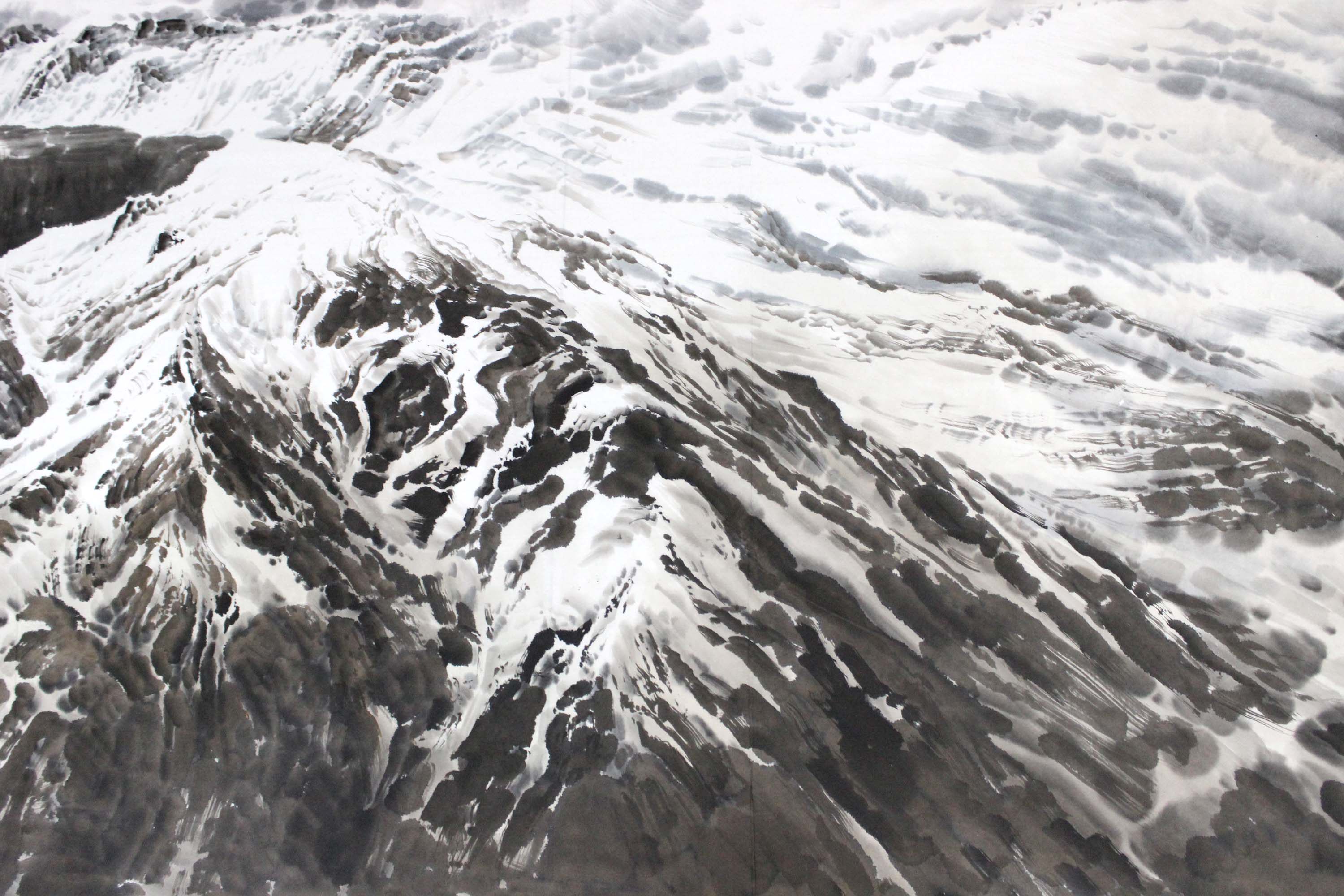 大尺幅 朝鲜名家国画 朴革 一级画家《长白山的云》朝鲜国画