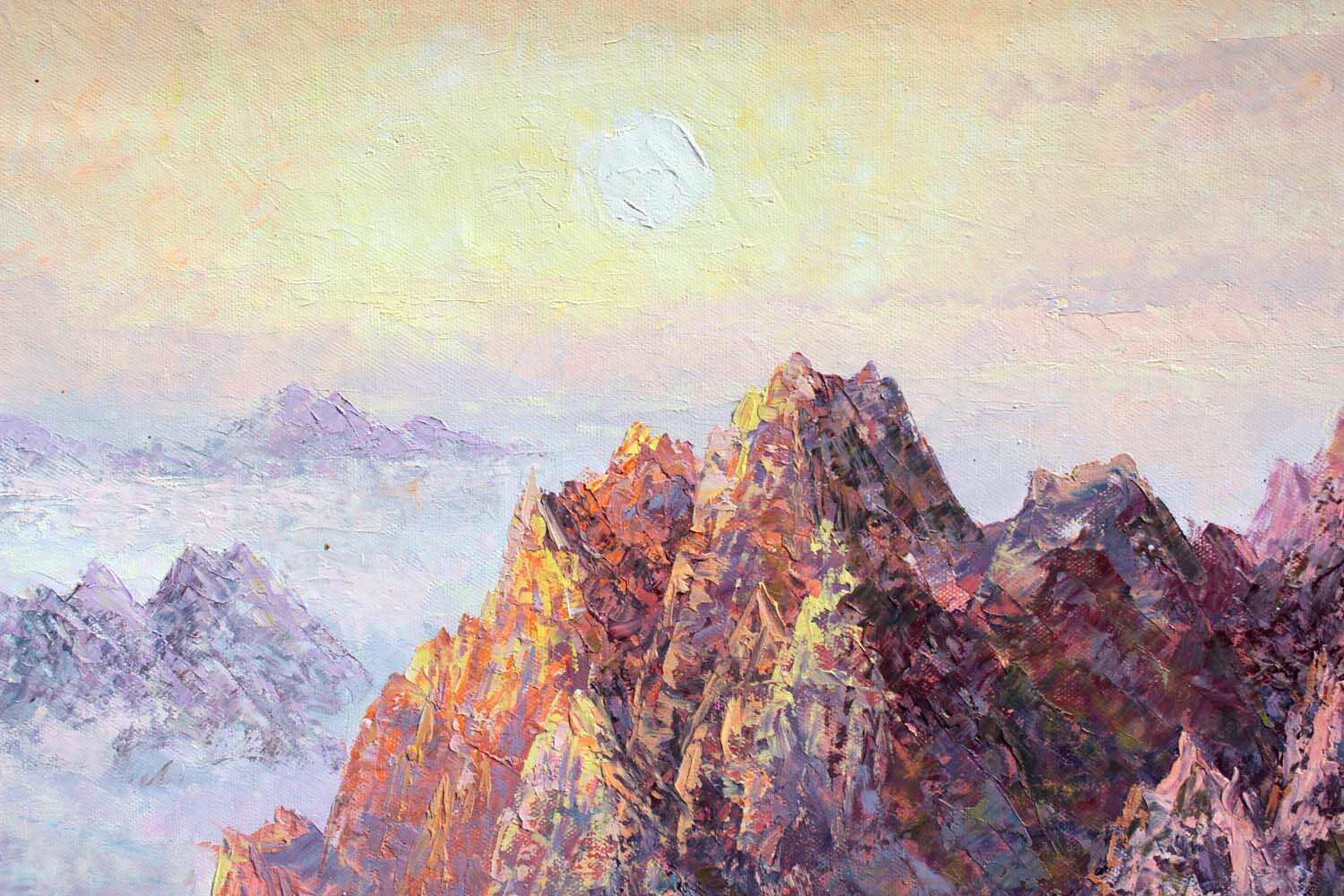 【白头山出品】《金刚山秋天的黄昏》油画名家李哲 黄德观合作