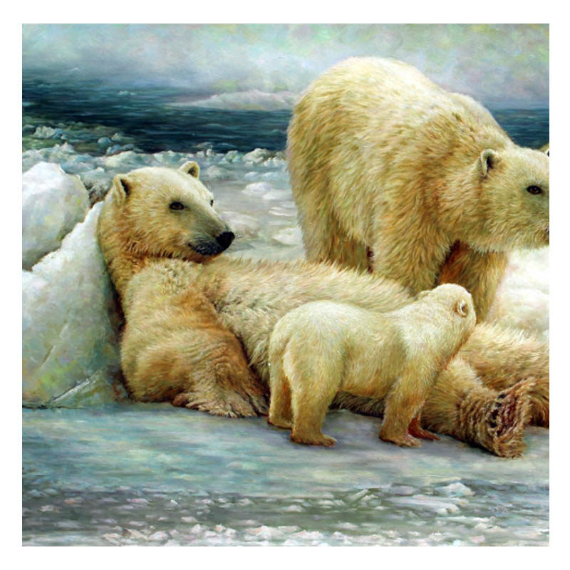 (朝鲜)李容喜《三口之家》万寿台画家 朝鲜油画【白头山出品】