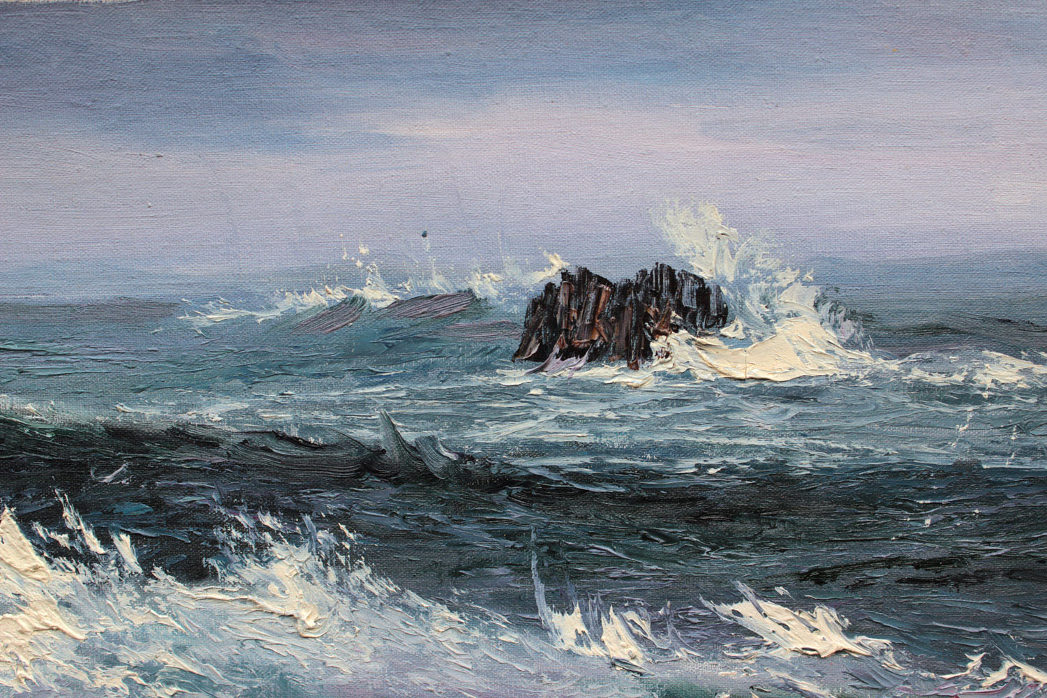 贤明《海浪》朝鲜名家油画【白头山出品】