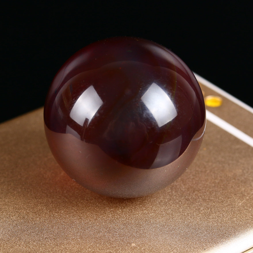 78克32.5mm【强荧光】精美缅甸棕红珀圆珠