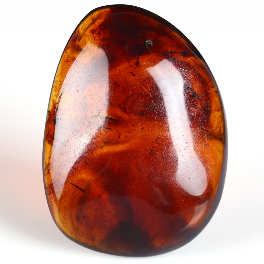 17.84克【强荧光】唯美流淌纹 琥珀随形挂件透光色泽红润极美