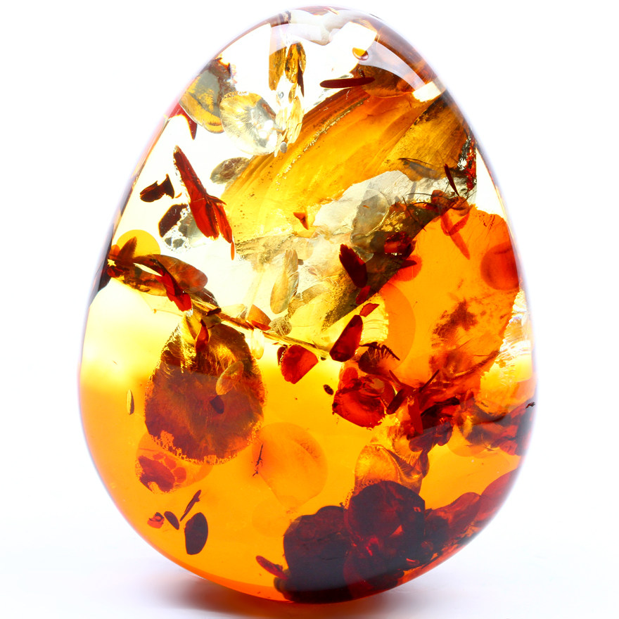 36.42克 送链子 水滴形彩虹花珀坠子项链 强荧光