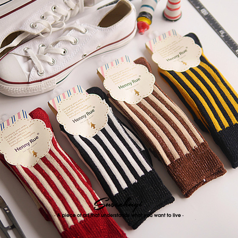 秋冬季新品女士襪子棉質銀蔥亮絲經典複古撞色豎條紋中筒堆堆襪女在類目 女士內衣/男士內衣/家居服, 短襪/打底襪/絲襪/美腿襪中 - 來自Buy2taobao.com提供專業的淘寶代購服務