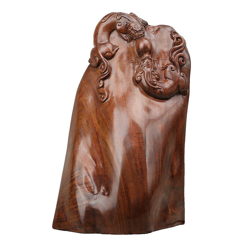 【螭龙戏珠】大红酸枝摆件 手工雕刻 摆放好看 值得收藏