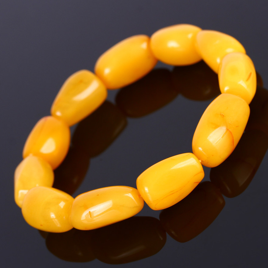 16.56克21mm 【温润色美】鸡油黄琥珀随型手链 色泽油润黄亮