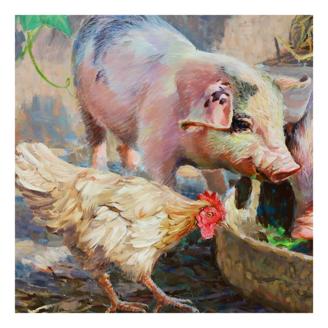 (朝鲜)沈成进《小猪》万寿台创作社 大卫画廊