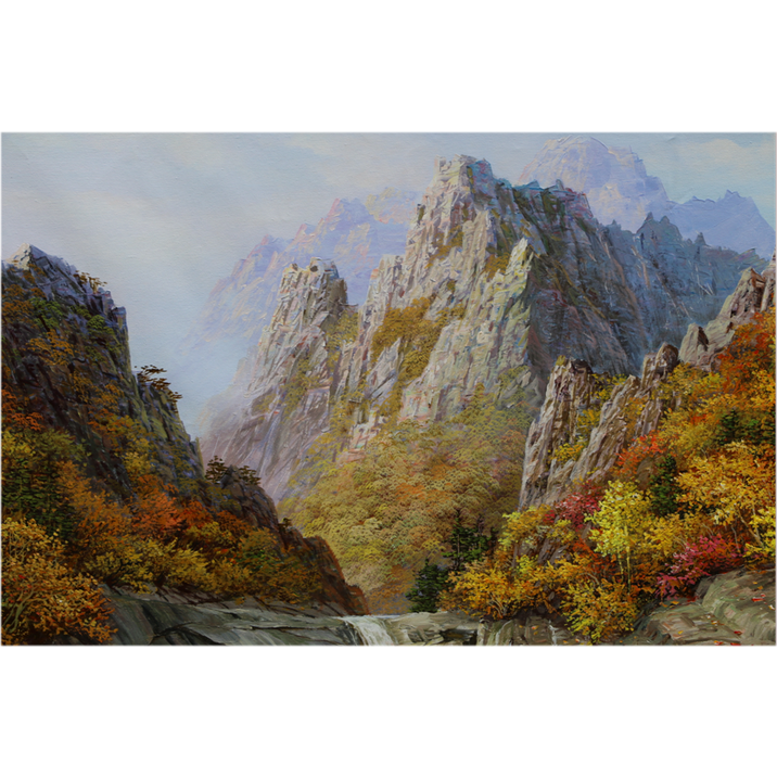 (朝鲜)李京浩《秋潭溪谷》中央美术创作社 大卫画廊