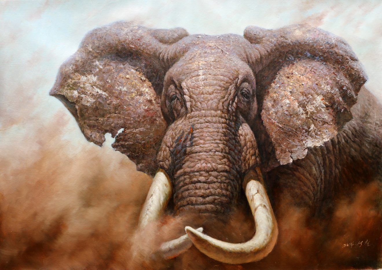 朝鲜功勋艺术家石哲《大象》大卫画廊