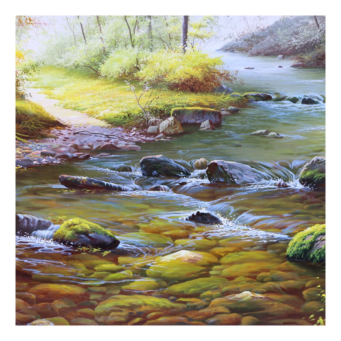 (朝鲜)人民艺术家 李相文《初秋溪水》白虎美术创作社