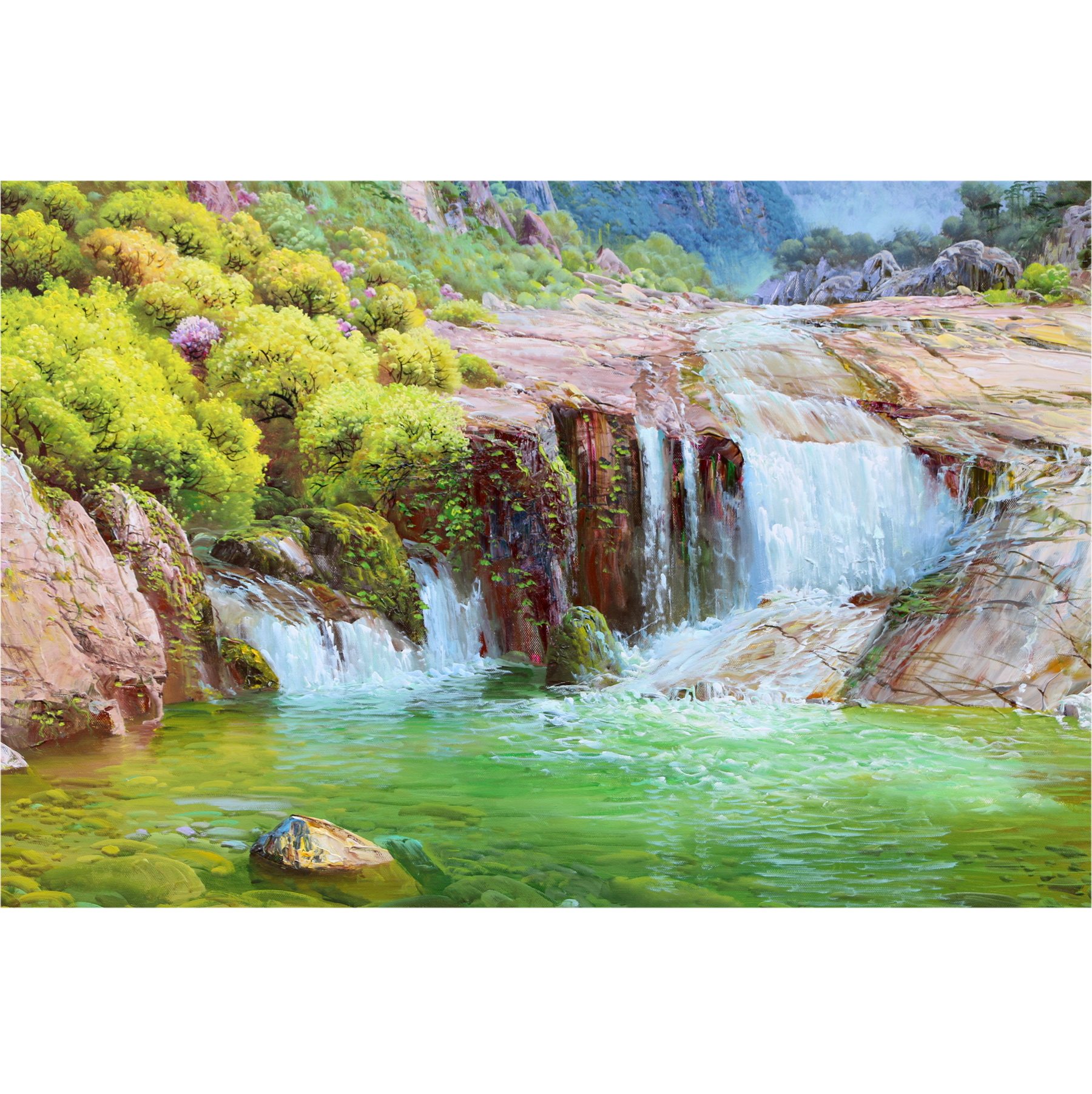 (朝鲜)巨幅二米 赵正范《溪谷-财源广进》万寿台美术创作社