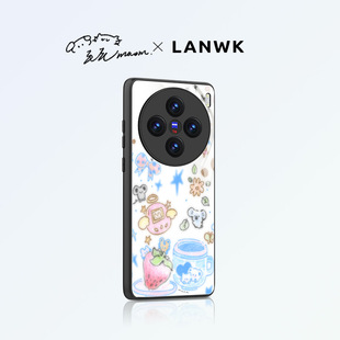 LANWK适用于vivoX100pro手机壳新款创意iqoo12por玻璃保护套防摔Vivo S18可爱镜头全包IQOO12创意卡通pro女