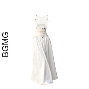 法式温柔风白色可拆卸吊带背心连衣裙女无袖上衣拼接半身长裙套装