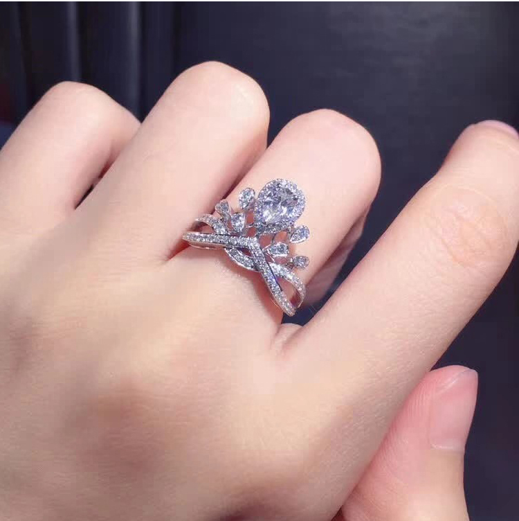 福大生 50分1克拉异形钻戒定制 18k白金水滴形天然钻石女戒指正品