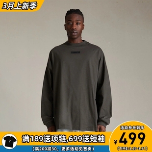 阿伦777 Fear of God Essentials 24SS前小皮标纯色LS长袖T恤tee