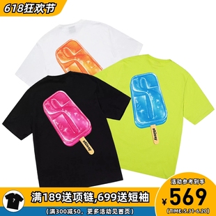 阿伦777 Stussy Popsicle 23新款美版雪糕冰激凌短袖T恤男女情侣