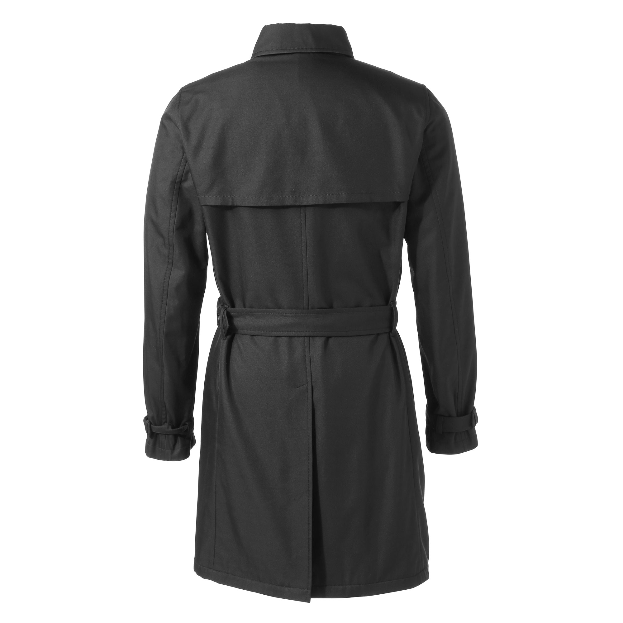 [秋冬新品]prada黑色桑蚕丝腰带男士夹棉风衣m码
