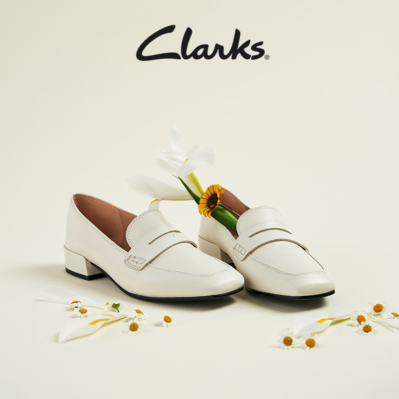 Clarks其乐女鞋2024春季款乐福鞋女平底鞋一脚蹬单鞋英伦风小皮鞋