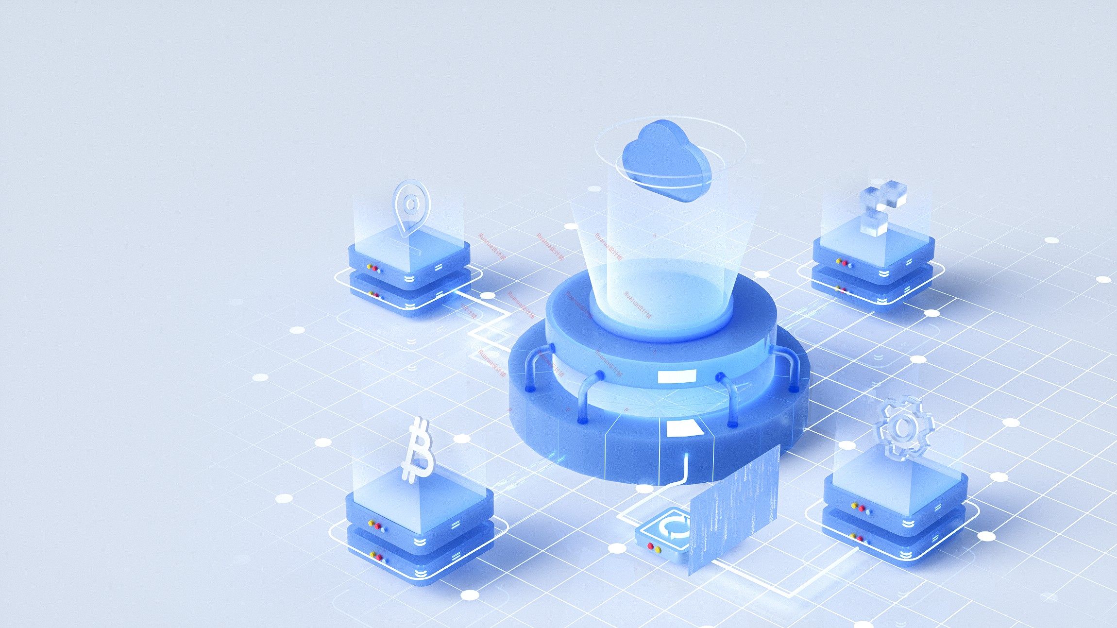 玻璃拟物c4d微软风格区块链科技感网页3d场景工程oc材质源文件-mc母婴