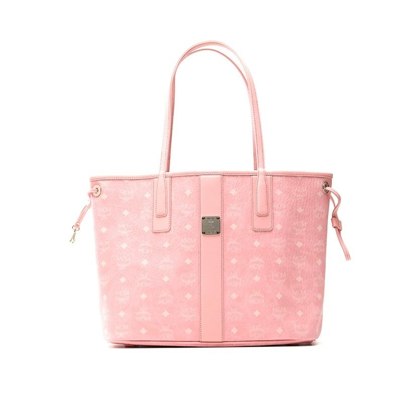 mcm女包老花满印托特包双面子母包中号女士手提购物袋单肩包粉红