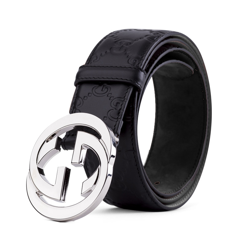 正品gucci/古驰皮带酷奇真皮男士经典双g金属扣头古奇休闲腰带
