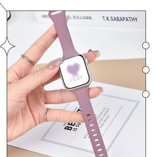 适用iwatch8表带硅胶9/8/SE代apple watch7手表带苹果手表7代细运动型小蛮腰夏天49mm个性创意女生潮智能配件