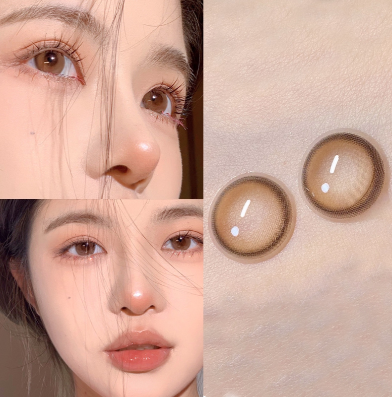 lensfans云雾金棕色美瞳半年抛女可日抛月抛正品官网隐形眼镜盒pw