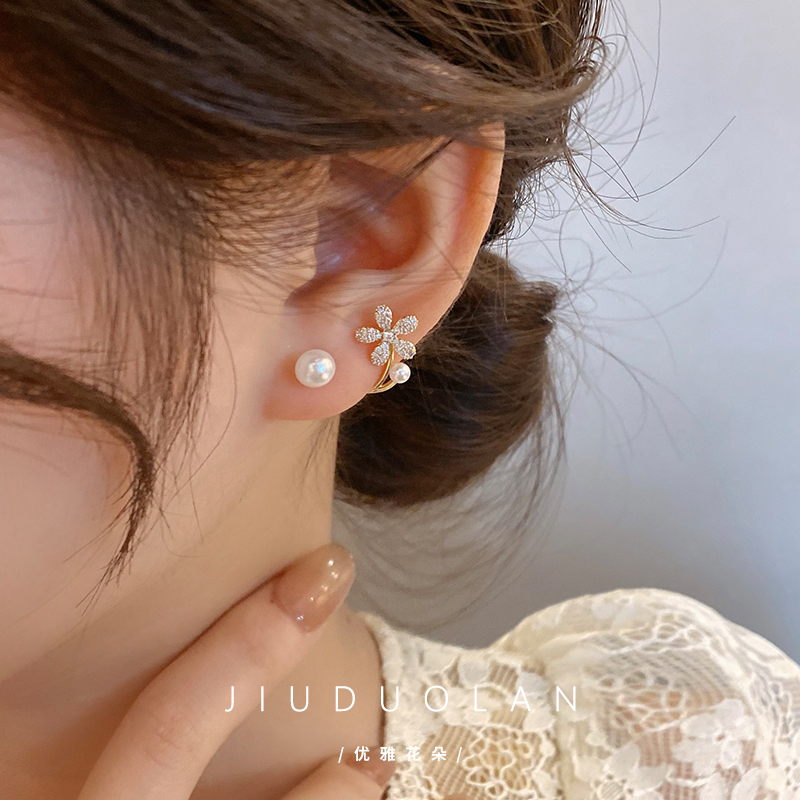 韩国小众设计感珍珠花朵耳环女202