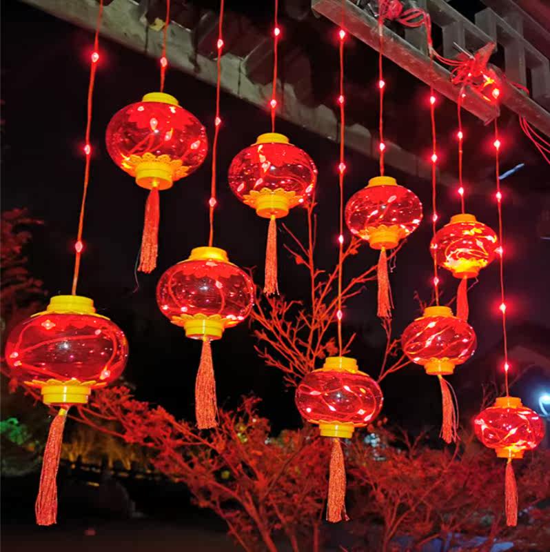 2022新年挂饰灯笼彩灯led小红灯笼闪灯过年门口家用灯串喜庆挂件