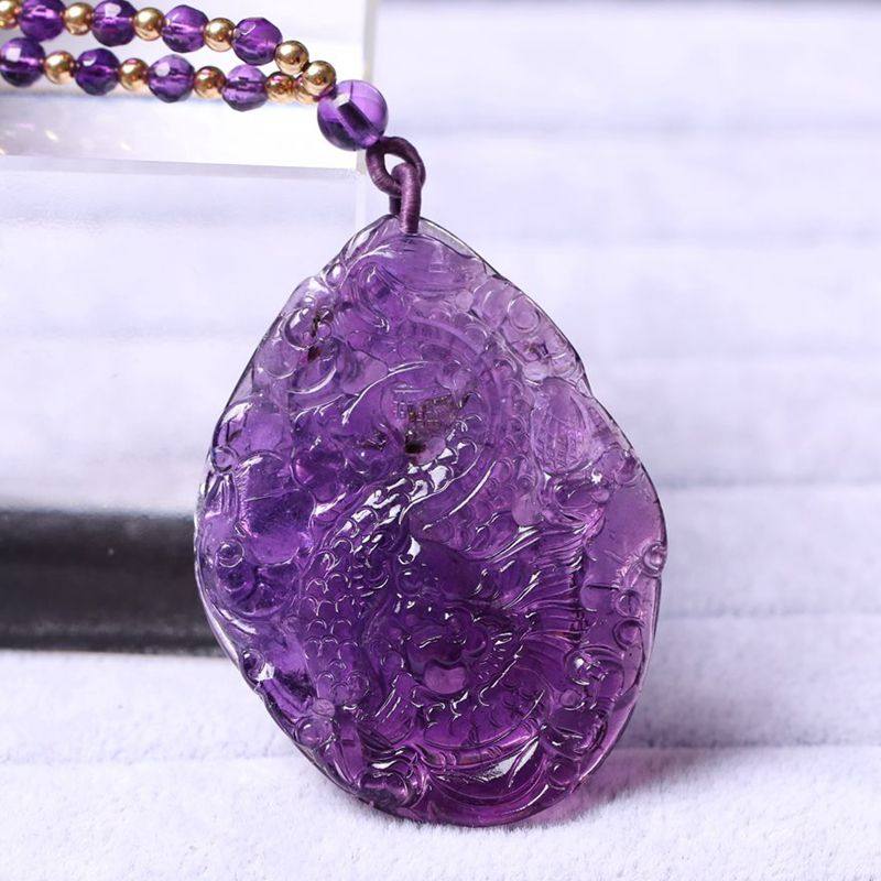 31.94g 收藏级纯紫碧玺龙牌吊坠 雕工精湛