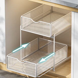 厨房抽拉式置物架橱柜内分层架下水槽柜各种神器大全双层收纳拉篮